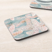 Rustige Starfish Blauwgroen blauw Drankjes Onderzetter (Linkerzijde)