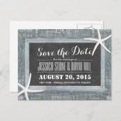 Rustige Starfish Wood & Chalkboard Save the Date Aankondigingskaart (Voorkant / Achterkant)