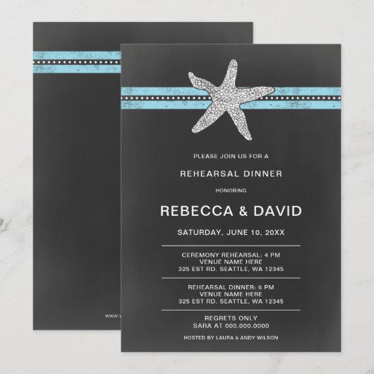 Rustige Starfish Zee Ocean Beach repesal Dinner Kaart (Voorkant / Achterkant)