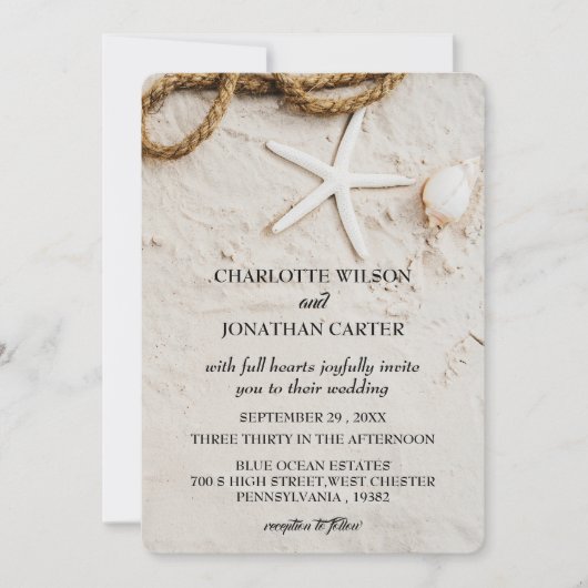 Rustige Startvis Tropische kuststrand bruiloft Kaart (Voorkant)