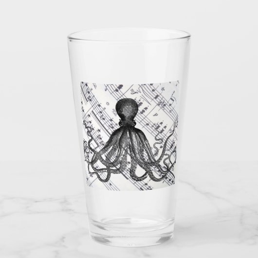 rustige steampunk  octopus glas (Voorkant)