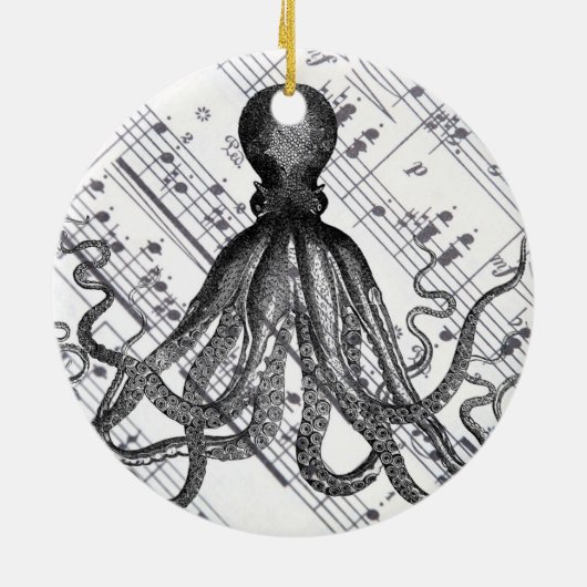 rustige steampunk octopus keramisch ornament (Achterkant)