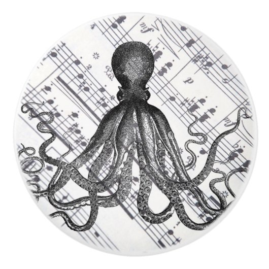 rustige steampunk octopus keramische knop (Voorkant)