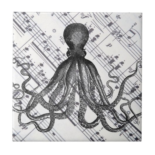 rustige steampunk  octopus tegeltje (Voorkant)
