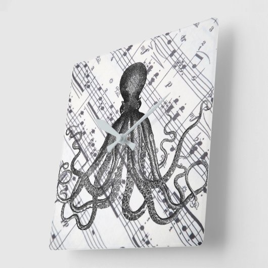 rustige steampunk octopus vierkante klok (Hoek)