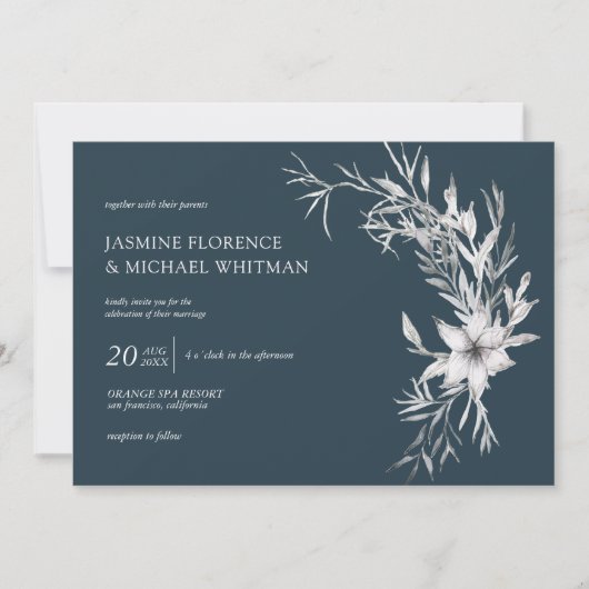 rustige stencil botanics elegant bruiloft kaart (Voorkant)