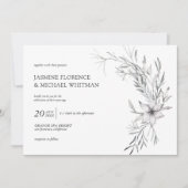 rustige stencil botanics elegant bruiloft kaart (Voorkant)