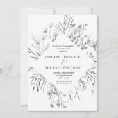 Rustige stencil botanics elegant Wedding Invitatio Kaart (Voorkant)