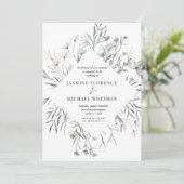 Rustige stencil botanics elegant Wedding Invitatio Kaart (Staand voorkant)
