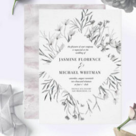 Rustige stencil botanics elegant Wedding Invitatio Kaart