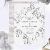Rustige stencil botanics elegant Wedding Invitatio Kaart
