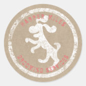 rustige sticker met een bruin papieren logo (Voorkant)