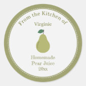 Rustige Sticker op het etiket van perensap (Voorkant)