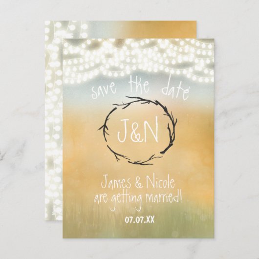 Rustige sticks en String Lights Briefkaart Opslaan (Voorkant / Achterkant)