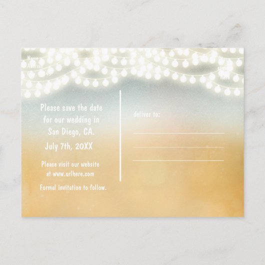 Rustige sticks en String Lights Briefkaart Opslaan (Achterkant)