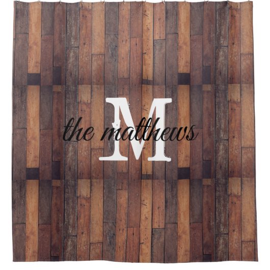 Rustige stijl Farmhouse Monogram Familienaam Naam  Douchegordijn (Voorkant)