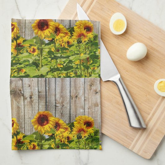 Rustige stijl Zonnebloem Keukenhanddoek (Quarter Fold)