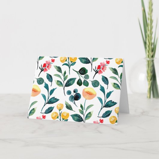 Rustige, stijlvolle, gele Waterverf bloemen leeg Kaart (Voorkant)