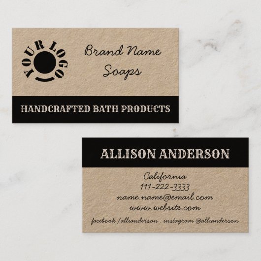Rustige  stijlvolle Sjabloon Handmade Kraft Visitekaartje (Voorkant / Achterkant)