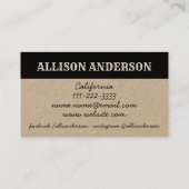 Rustige  stijlvolle Sjabloon Handmade Kraft Visitekaartje (Achterkant)