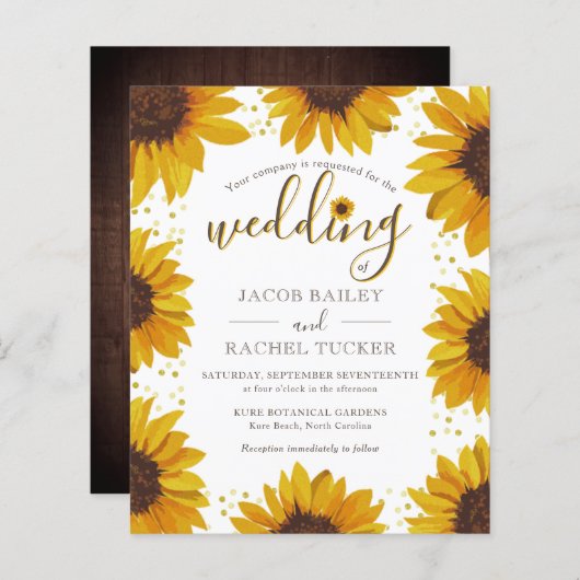 Rustige Stippen met zonnebloem Hout Weddenschap (Voorkant / Achterkant)