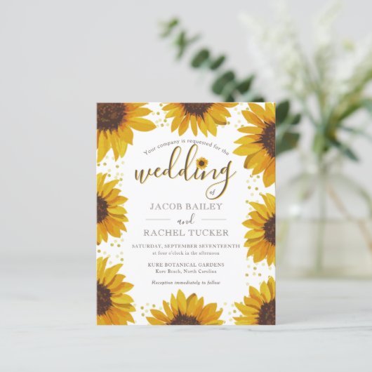 Rustige Stippen met zonnebloem Hout Weddenschap (Staand voorkant)