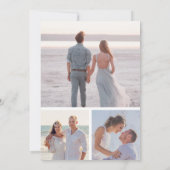 Rustige Stof Blauw Bloemstuk Foto Collage Bruiloft Save The Date (Achterkant)