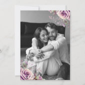 Rustige Stof Purple Bloem Foto Bruiloft Save The Date (Achterkant)