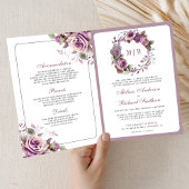 Rustige Stof Purple Bloemencode met QR Code Trouwk