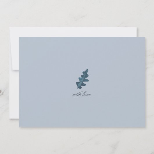 Rustige, stoffige blauwe herfstbladeren herfst bru save the date (Achterkant)