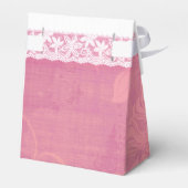 Rustige, stoffige roze witte kant bedankt cadeaudo bedankdoosjes (Achterkant)