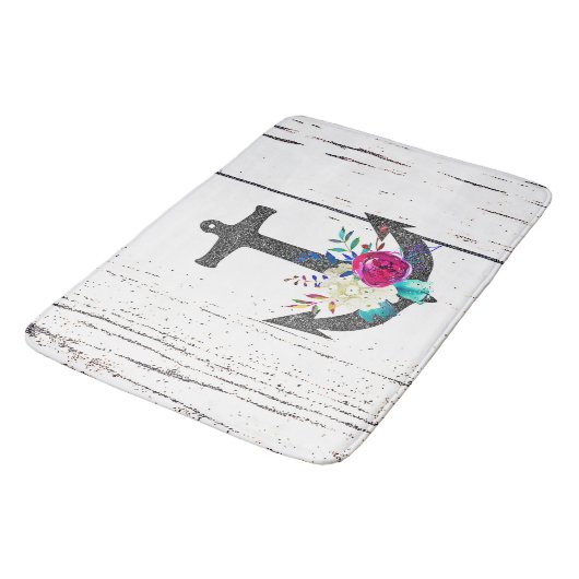 Rustige strand Anchor & Bold Floral Summer Nautica Badmat (Gekanteld)