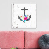 Rustige strand Anchor & Bold Floral Summer Nautica Canvas Afdruk (Insitu (Woonkamer))
