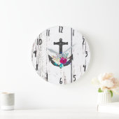 Rustige strand Anchor & Bold Floral Summer Nautica Grote Klok (Huis)