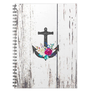 Rustige strand Anchor & Bold Floral Summer Nautica Notitieboek