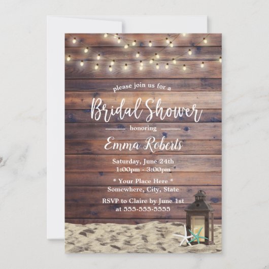 Rustige strand Lantern & Starfish Vrijgezellenfees Kaart (Voorkant)