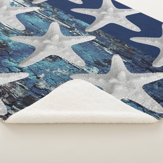 Rustige strand marine Blue Starfish Blanket Sherpa Deken (3/4)