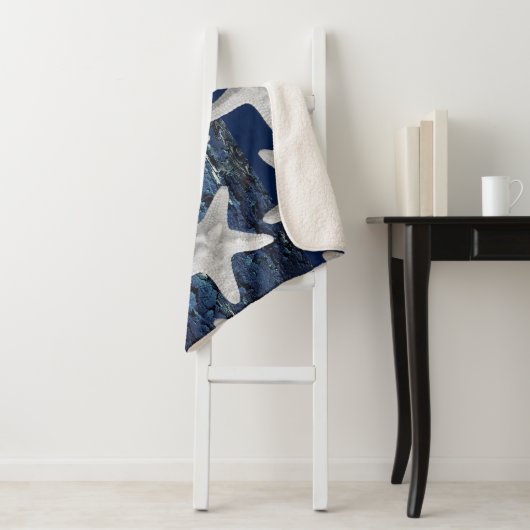 Rustige strand marine Blue Starfish Blanket Sherpa Deken (In situ)