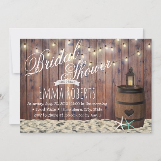 Rustige strand Starfish & Lantern Vrijgezellenfees Kaart (Voorkant)