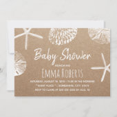 Rustige strand Starfish & Seashells Baby shower Kaart (Voorkant)