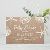 Rustige strand Starfish & Seashells Baby shower Kaart (Staand voorkant)