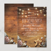 Rustige strand Tropische Nautical Birthday Party Kaart (Voorkant / Achterkant)