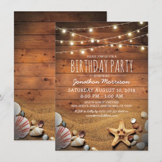 Rustige strand Tropische Nautical Birthday Party Kaart (Voorkant / Achterkant)