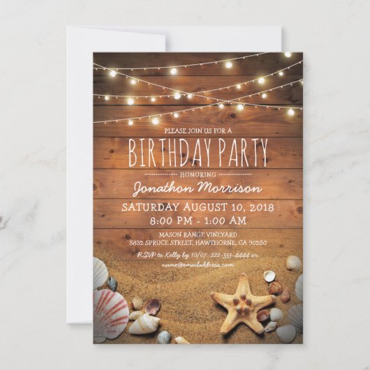 Rustige strand Tropische Nautical Birthday Party Kaart (Voorkant)