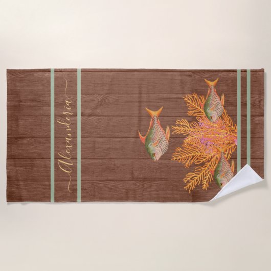 Rustige strand tropische vissenkuil groen koraalro strandlaken (Voorkant)