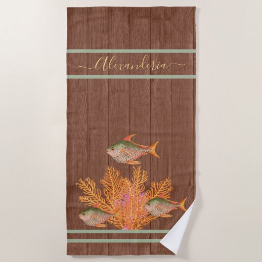 Rustige strand tropische vissenkuil groen koraalro strandlaken (Voorkant)