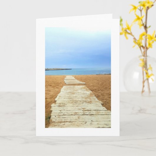 Rustige strandpromenade - Aanpasbare kaart (Gele Bloem)