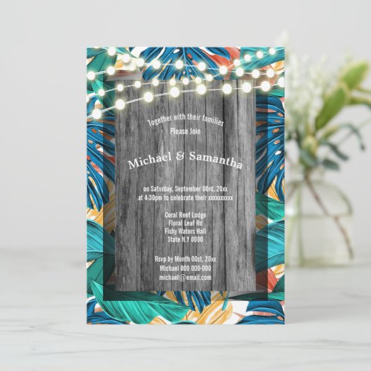 Rustige strandstralen bruiloft tropisch oerwoud kaart (Staand voorkant)