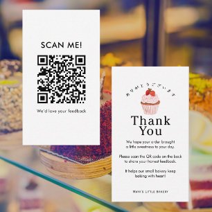 Rustige Strawberry Cupcake Laat een Review QR Code Visitekaartje