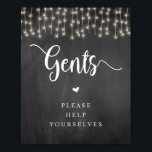 Rustige String Lights, Chalkboard, Gents Washroom Poster<br><div class="desc">Robuust Boerderij,  Genten,  Jongens,  help jezelf,  Poster van de Waskamer Toilet,  de Lichten van het Koord,  Chalkboard</div>